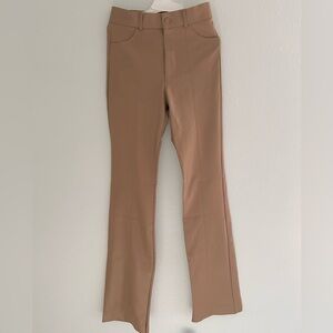 Zara Tan Faux-Leather Straight Pants-Small